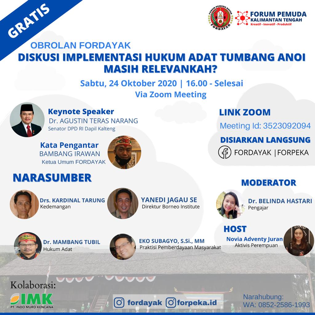 Acara Obrolan Fordayak - Hukum Adat Tumbang Anoi Masih Relevan