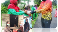 Sambil Gowes, Polres Seruyan Bagi-bagi Makanan dan Edukasi Prokes ke Masyarakat