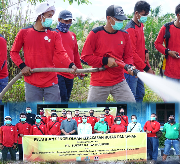 MANGGALA AGNI KALIMANTAN DAN PT SKM - Gelar Latihan Pencegahan dan Penanggulangan Karhutla
