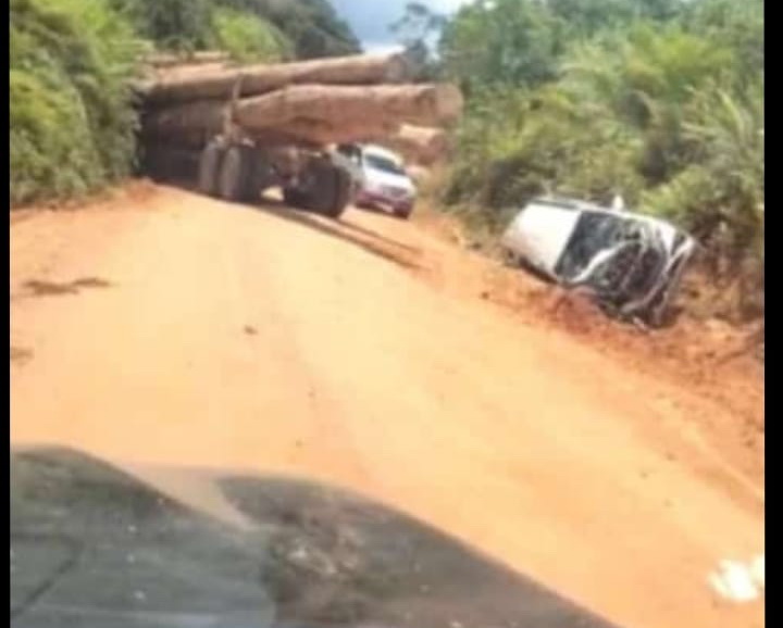 Mobil Sekretaris DLH Katingan Tabrakan Truk Kayu Log PT Dwima