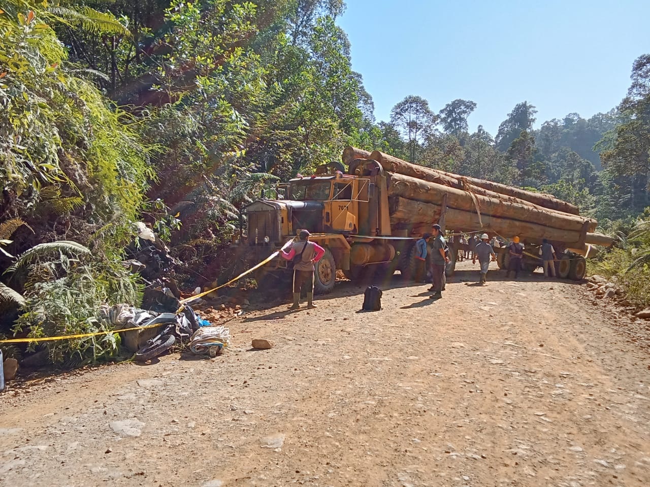 Hilux vs Truk Logging, 5 Tewas