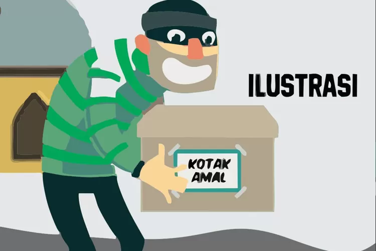 Pencuri Kotak Amal Masjid Nurul Anwar Terekam CCTV