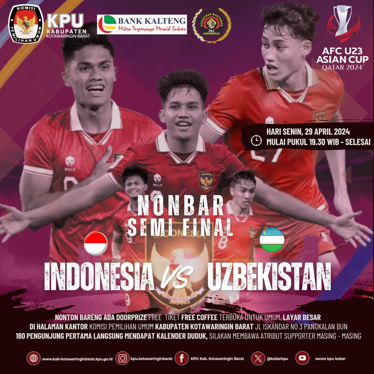 KPU Kobar, Gelar Nobar Babak Semi Final Piala Asia 