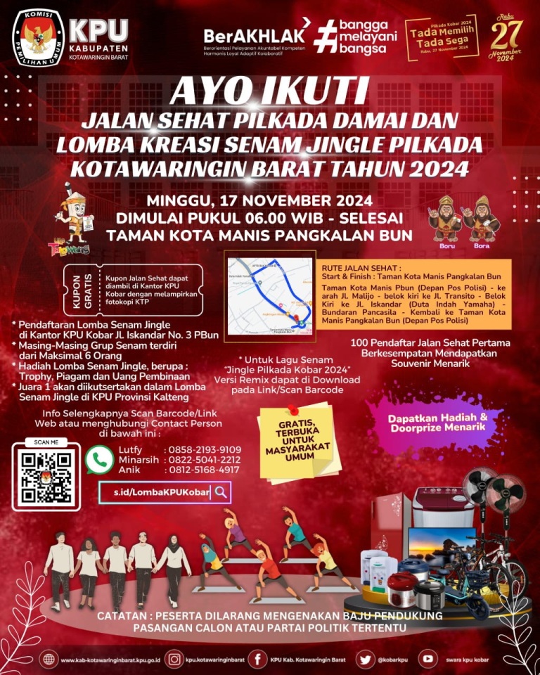 KPU Kobar Gelar Jalan Sehat Pilkada Damai