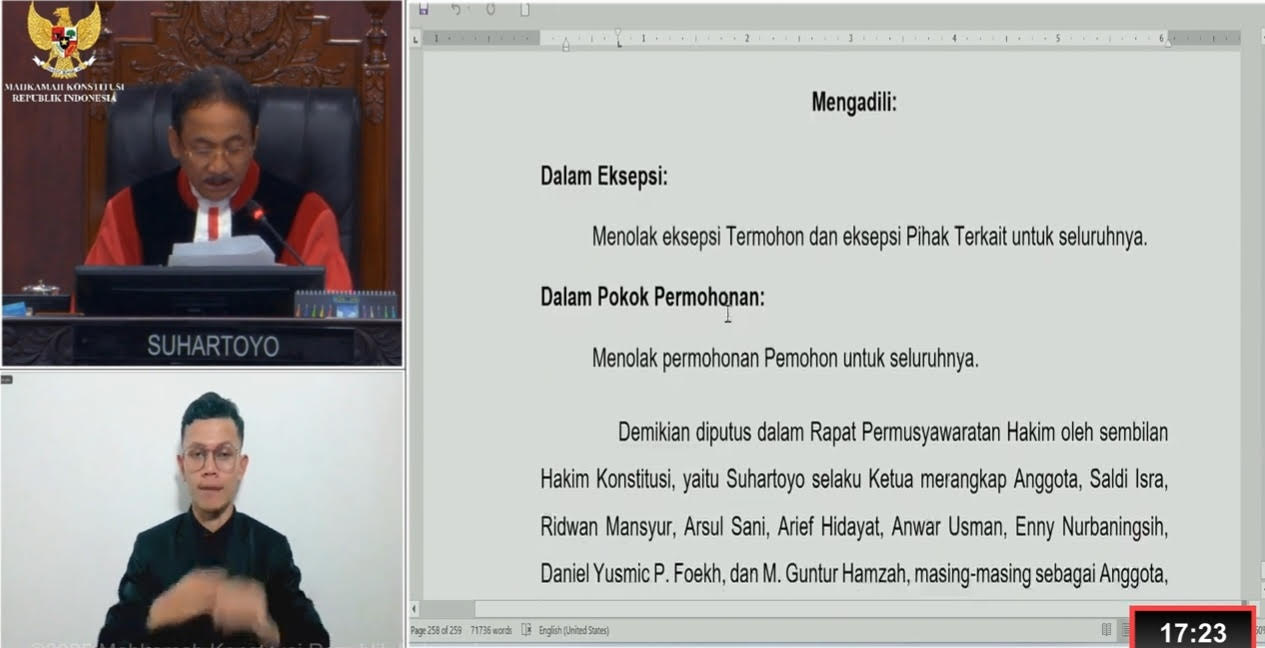 MK Tolak Gugatan Hendra-Budiman, Rizky-Hamid Bupati dan Wabup Lamandau