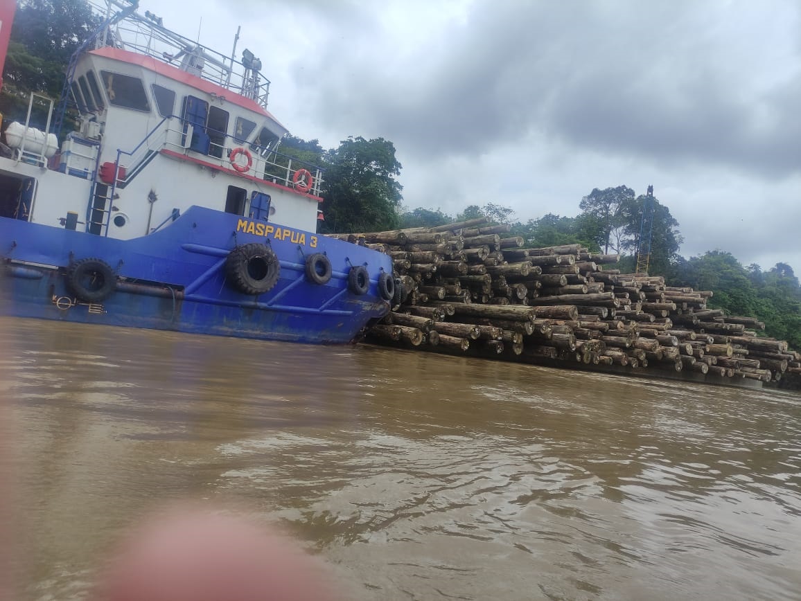 Tugboat Penarik Tongkang Kayu Log Tabrak Pelabuhan