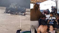 Tongkang Batu Bara Tabrak Taksi Kelotok
