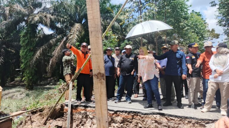 Ambrol Akibat Terjangan Banjir, Bupati  dan Kadis PUPR Cepat Respon, Meninjau  Jembatan Pandu Sanjaya