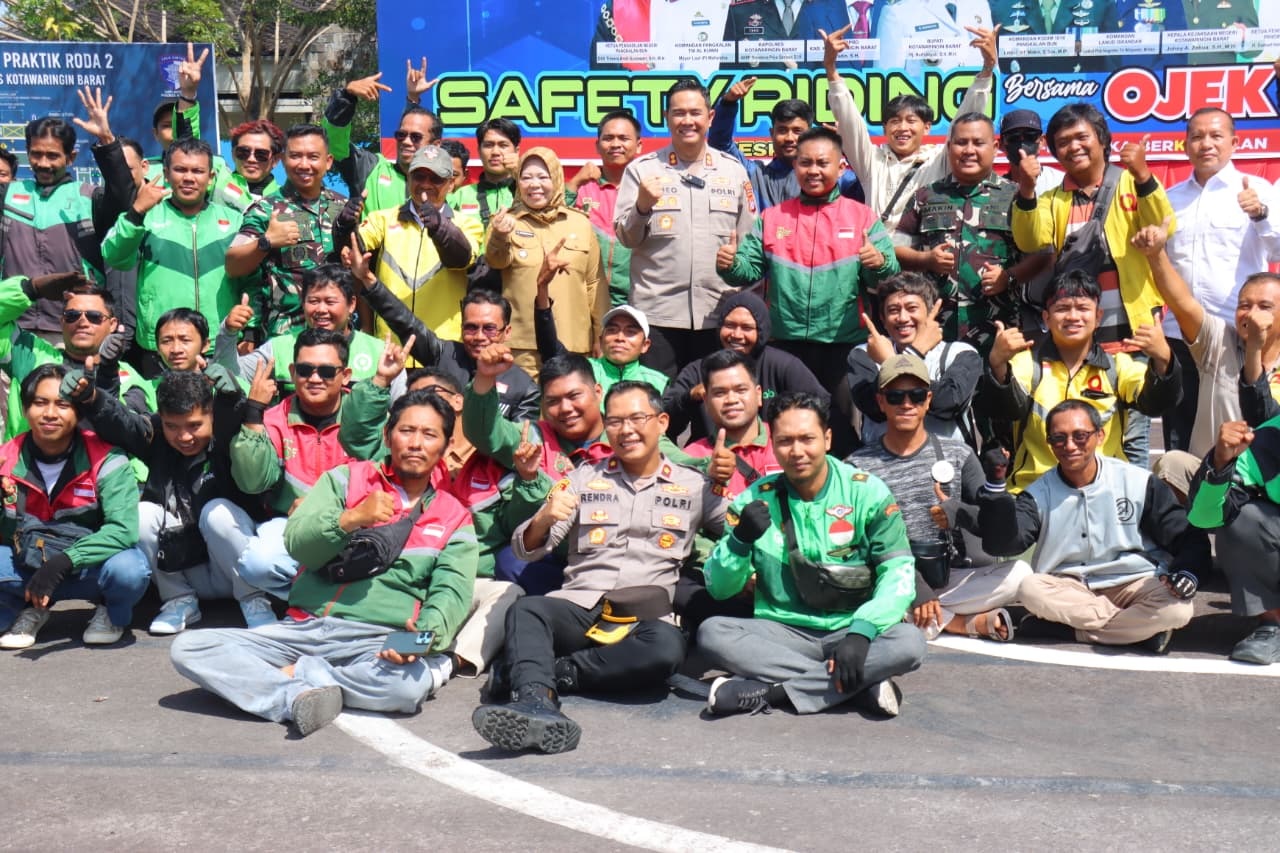 Polres Kobar Gelar Safety Riding untuk Driver Ojol