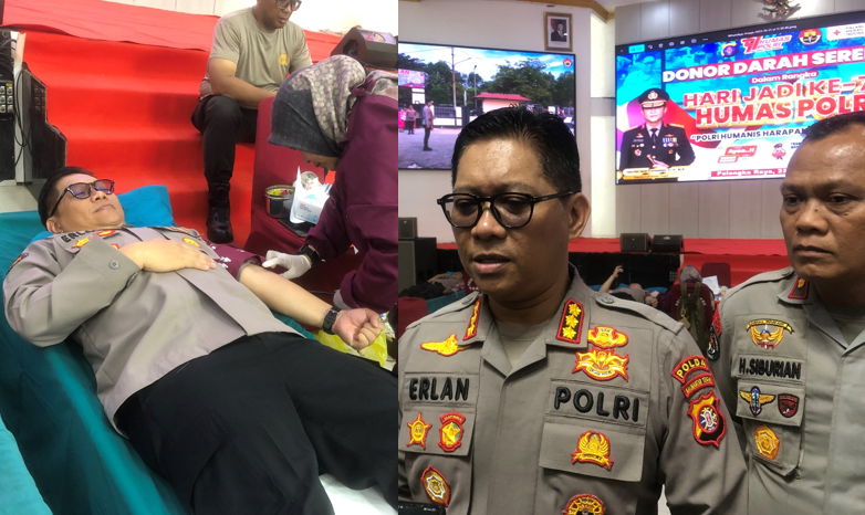 PERINGATI HUT KE-74 HUMAS POLRI -Polda Kalteng Gelar Donor Darah Serentak