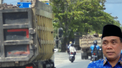 MARAK TANPA TUTUP BAK-Sopir Truk Pengangkut Pasir Tidak Patuhi Aturan