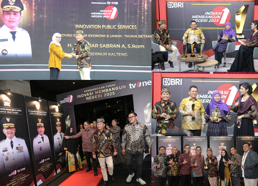 Gubernur Agustiar Terima Penghargaan Inovasi Membangun Negeri pada Program Huma Betang Night