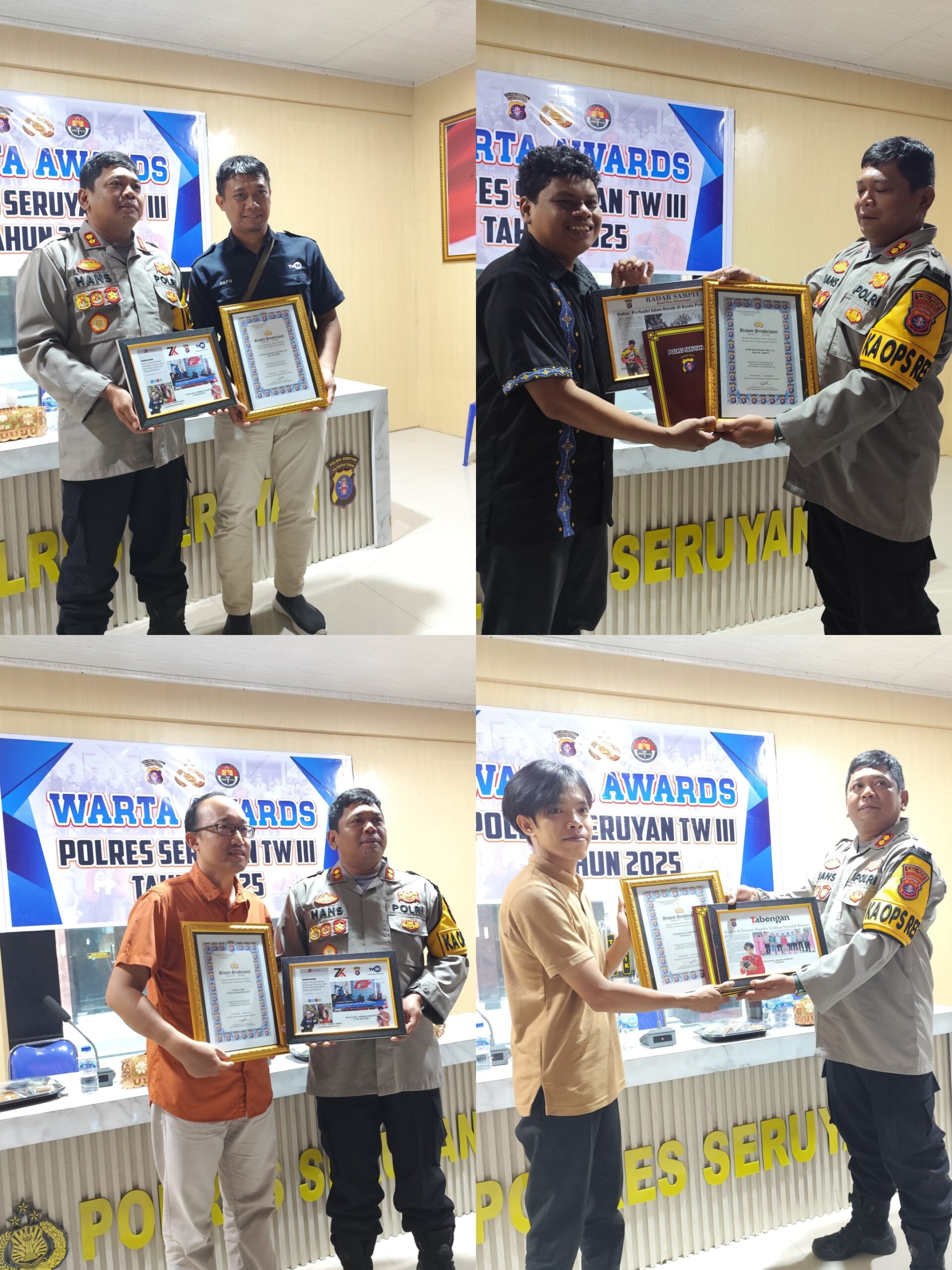 Kapolres Seruyan Gelar Warta Awards Triwulan III 2025, Tabengan Terima Penghargaan Wartawan Berprestasi