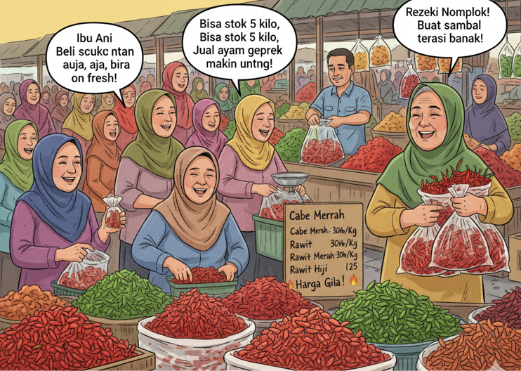 Harga Cabai Anjlok, Emak-emak Rebutan Borong Cabai