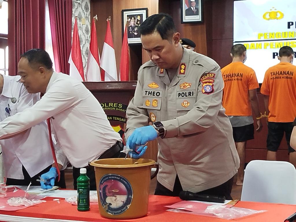 Polres Kobar Musnahkan 364,18 Gram Sabu dan 24 Pil Ekstasi