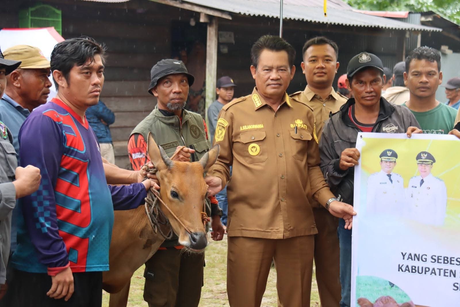 Bupati Selanorwanda Serahkan Hibah Ternak ke Kelompok Tani