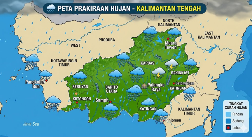 ilustrasi hujan di kalteng. foto AI