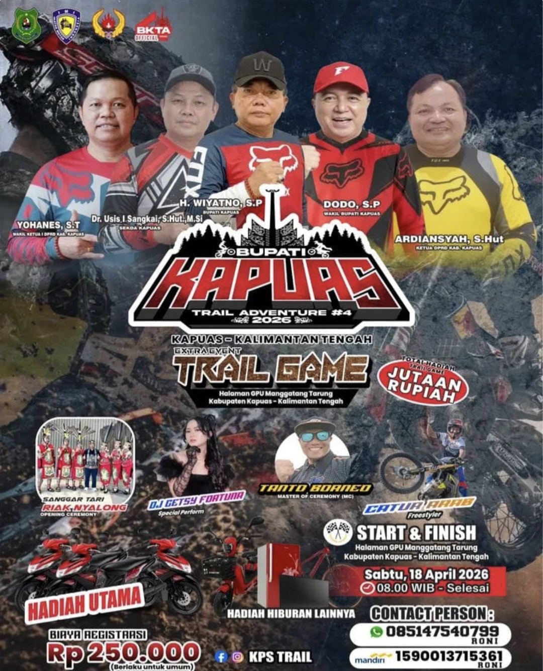 Bupati Wiyatno Ajak Rider Kalteng Hadiri Trail Adventure HUT Kapuas