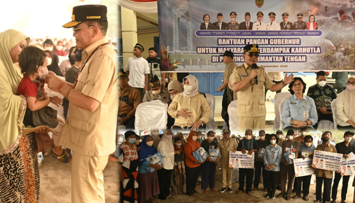 Bantu Masyarakat Terdampak Kemarau dan Karhutla, Gubernur Kalteng Salurkan KHBS dan Serahkan Pangan untuk Warga Kalampangan